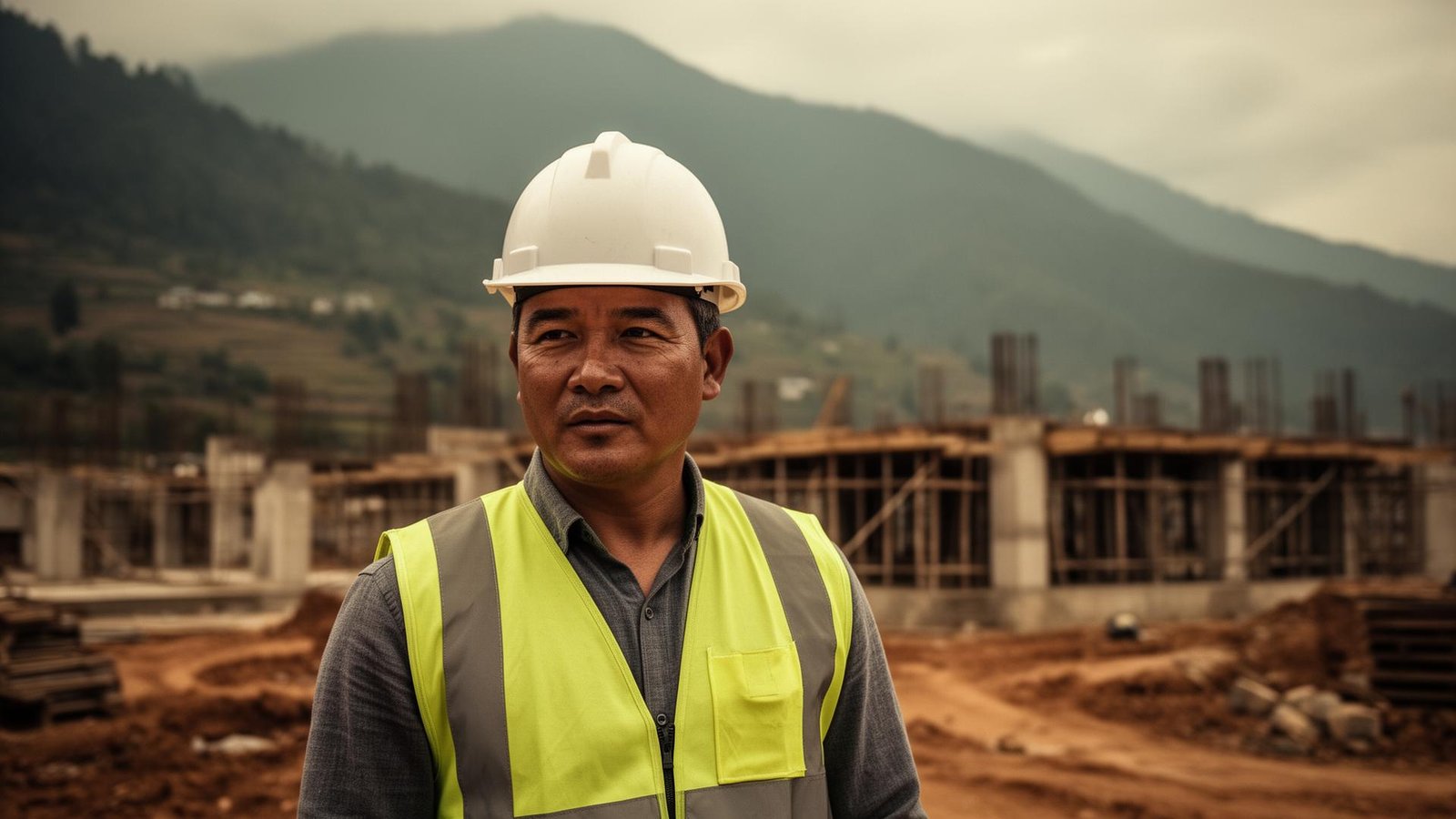 Site safety engineer at a Zhabto Infra construction project in Bhutan